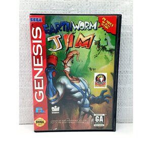 Sega Genesis Earthworm Jim, hard case, no registration card. Tested. Works.